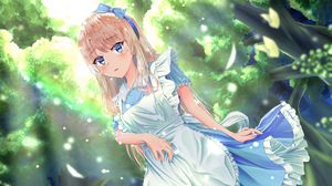 Preview wallpaper girl, maid, glance, garden, anime