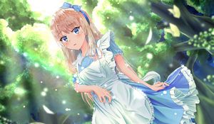 Preview wallpaper girl, maid, glance, garden, anime