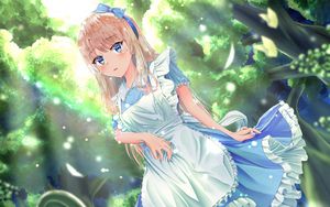 Preview wallpaper girl, maid, glance, garden, anime