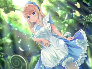 Preview wallpaper girl, maid, glance, garden, anime