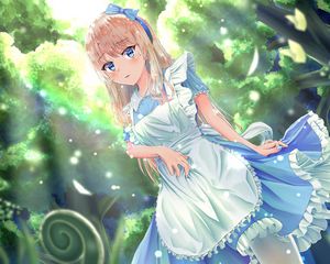 Preview wallpaper girl, maid, glance, garden, anime