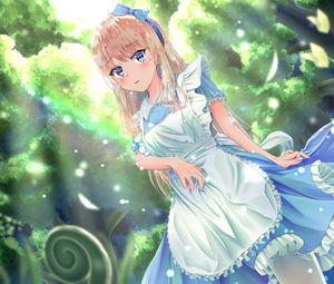 Preview wallpaper girl, maid, glance, garden, anime