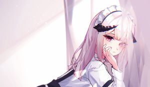 Preview wallpaper girl, maid, horns, demon, anime