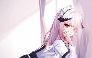 Preview wallpaper girl, maid, horns, demon, anime