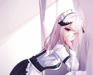 Preview wallpaper girl, maid, horns, demon, anime