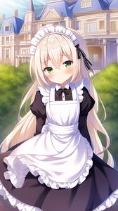 Preview wallpaper girl, maid, house, anime