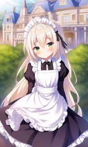 Preview wallpaper girl, maid, house, anime