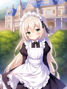 Preview wallpaper girl, maid, house, anime