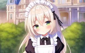 Preview wallpaper girl, maid, house, anime