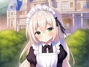 Preview wallpaper girl, maid, house, anime