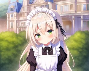 Preview wallpaper girl, maid, house, anime