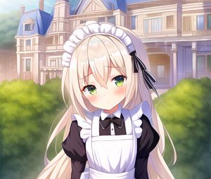 Preview wallpaper girl, maid, house, anime