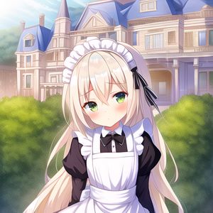 Preview wallpaper girl, maid, house, anime