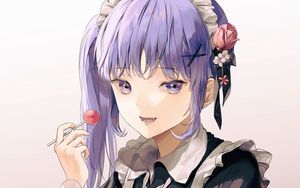 Preview wallpaper girl, maid, lollipop, anime, art