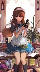 Preview wallpaper girl, maid, photographer, anime, art, cartoon