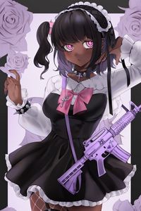 Preview wallpaper girl, maid, rifle, weapon, anime, art