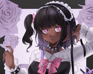 Preview wallpaper girl, maid, rifle, weapon, anime, art