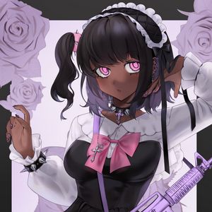 Preview wallpaper girl, maid, rifle, weapon, anime, art