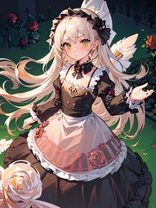 Preview wallpaper girl, maid, roses, anime