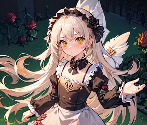 Preview wallpaper girl, maid, roses, anime