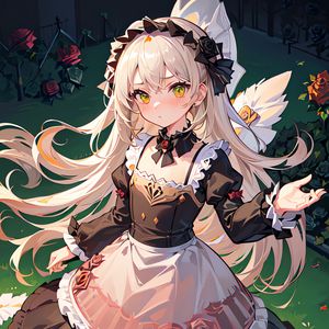 Preview wallpaper girl, maid, roses, anime