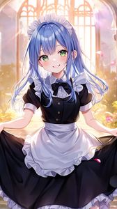 Preview wallpaper girl, maid, smile, dress, anime