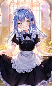 Preview wallpaper girl, maid, smile, dress, anime