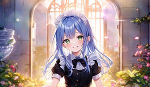 Preview wallpaper girl, maid, smile, dress, anime