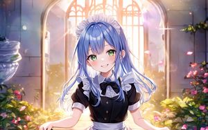 Preview wallpaper girl, maid, smile, dress, anime