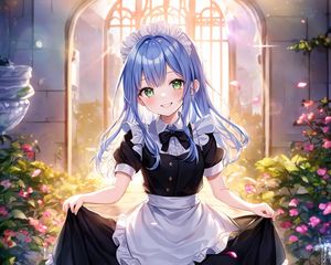 Preview wallpaper girl, maid, smile, dress, anime