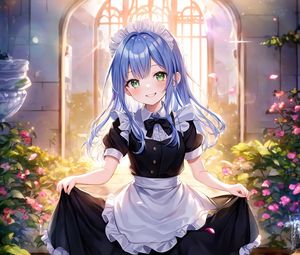Preview wallpaper girl, maid, smile, dress, anime