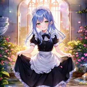 Preview wallpaper girl, maid, smile, dress, anime