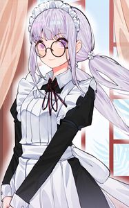 Preview wallpaper girl, maid, uniform, glasses, anime