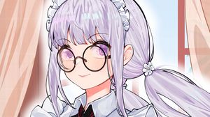 Preview wallpaper girl, maid, uniform, glasses, anime
