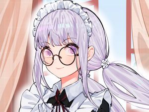 Preview wallpaper girl, maid, uniform, glasses, anime