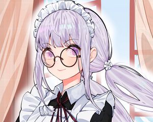 Preview wallpaper girl, maid, uniform, glasses, anime