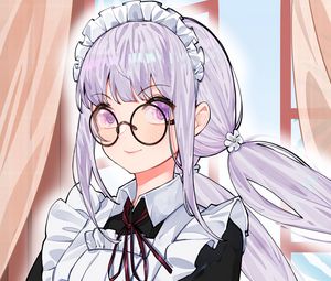 Preview wallpaper girl, maid, uniform, glasses, anime