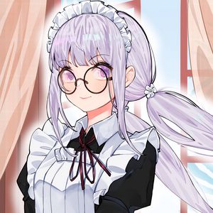 Preview wallpaper girl, maid, uniform, glasses, anime