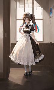 Preview wallpaper girl, maid, window, pose, anime