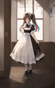 Preview wallpaper girl, maid, window, pose, anime