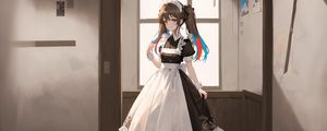 Preview wallpaper girl, maid, window, pose, anime