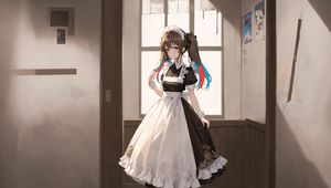 Preview wallpaper girl, maid, window, pose, anime