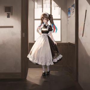 Preview wallpaper girl, maid, window, pose, anime