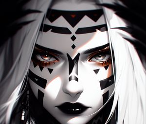 Preview wallpaper girl, makeup, anime, art