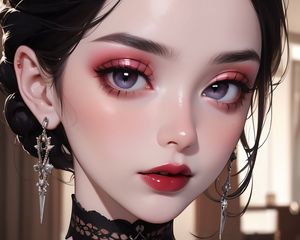 Preview wallpaper girl, makeup, jewelry, anime, art