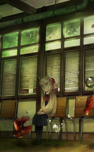 Preview wallpaper girl, mask, chairs, anime, art