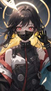 Preview wallpaper girl, mask, gesture, anime, art