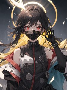 Preview wallpaper girl, mask, gesture, anime, art