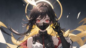 Preview wallpaper girl, mask, gesture, anime, art