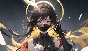 Preview wallpaper girl, mask, gesture, anime, art